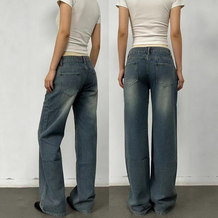 Damen weite High-Waist Jeans mit lässigem Schnitt und individuellen Waschungen Lisslune