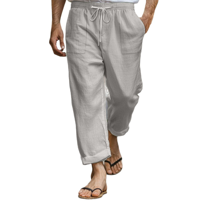 Men's casual and breathable linen trousers with elastic waistband and practical side pockets Lisslune