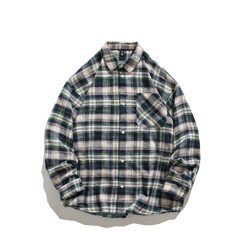 Men's comfortable flannel shirt with modern check pattern and chest pocket Lisslune