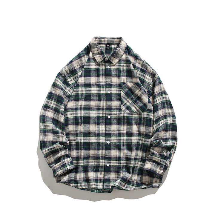 Men's comfortable flannel shirt with modern check pattern and chest pocket Lisslune