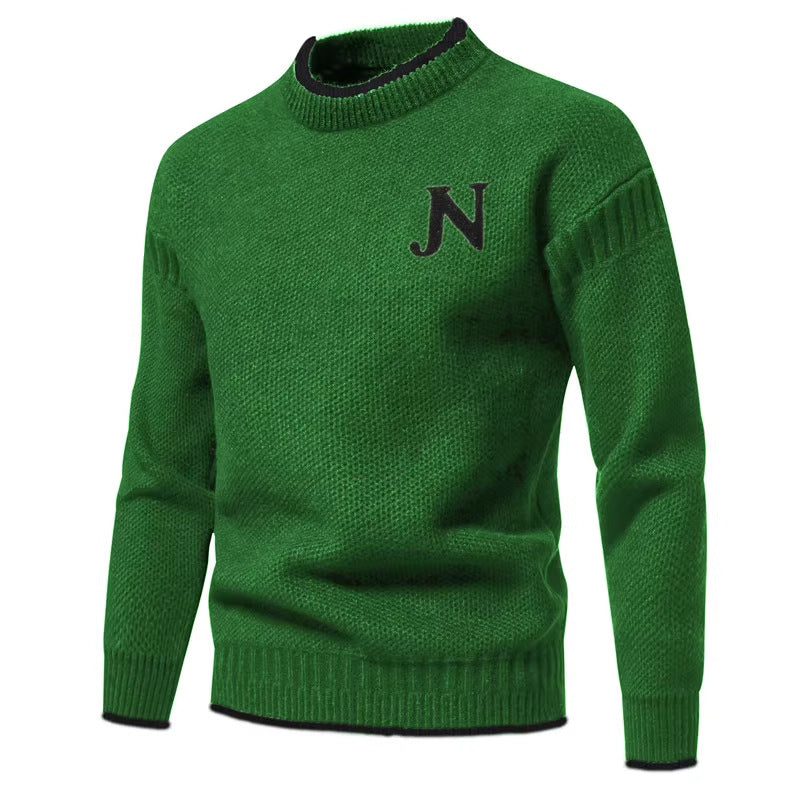 Men's Structured Knit Sweater with Round Neck Lisslune
