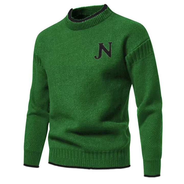 Men's Structured Knit Sweater with Round Neck Lisslune
