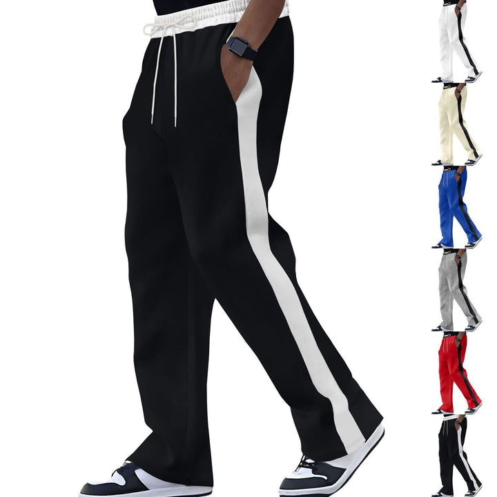 Men's leisure pants with contrasting side stripes and elastic waistband Lisslune