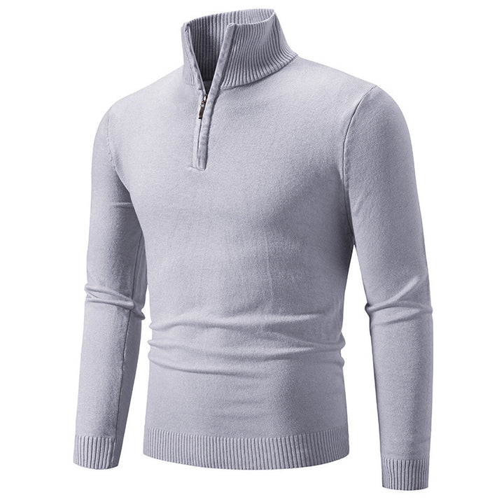 Men's elegant pullover with high collar and fine ribbed design Lisslune