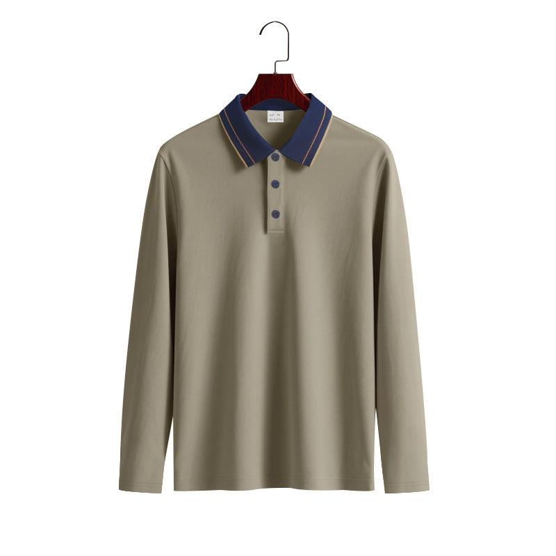 Men's long sleeve polo shirt made of soft cotton blend with textured collar Lisslune