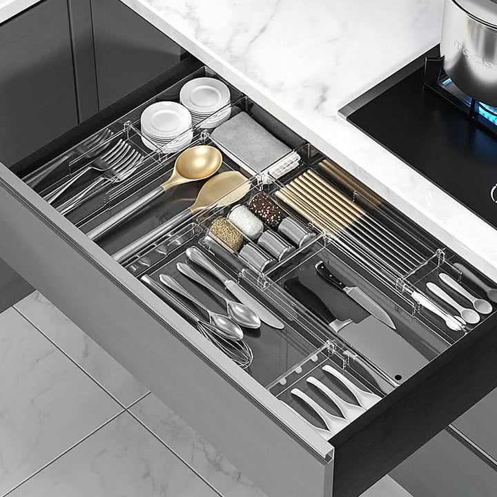Lisslune | Adjustable Kitchen Drawer Organizer for Utensils & Cutlery