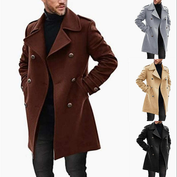Men's Stylish Wool Coat with Casual Collar and Double Buttons Lisslune