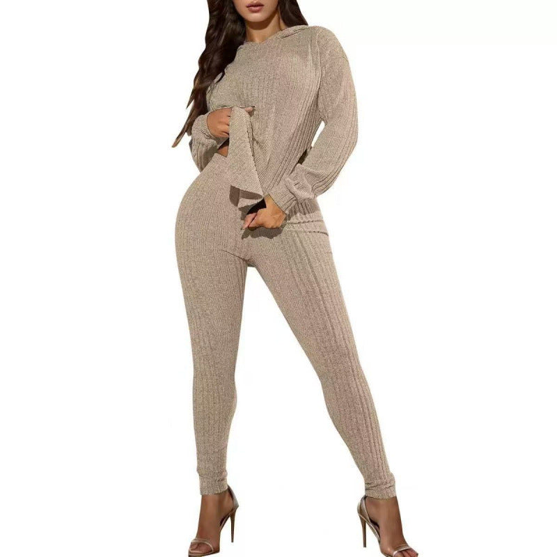 Damen Bequemes Lounge-Set mit Kapuze und schmalen Hosen Lisslune