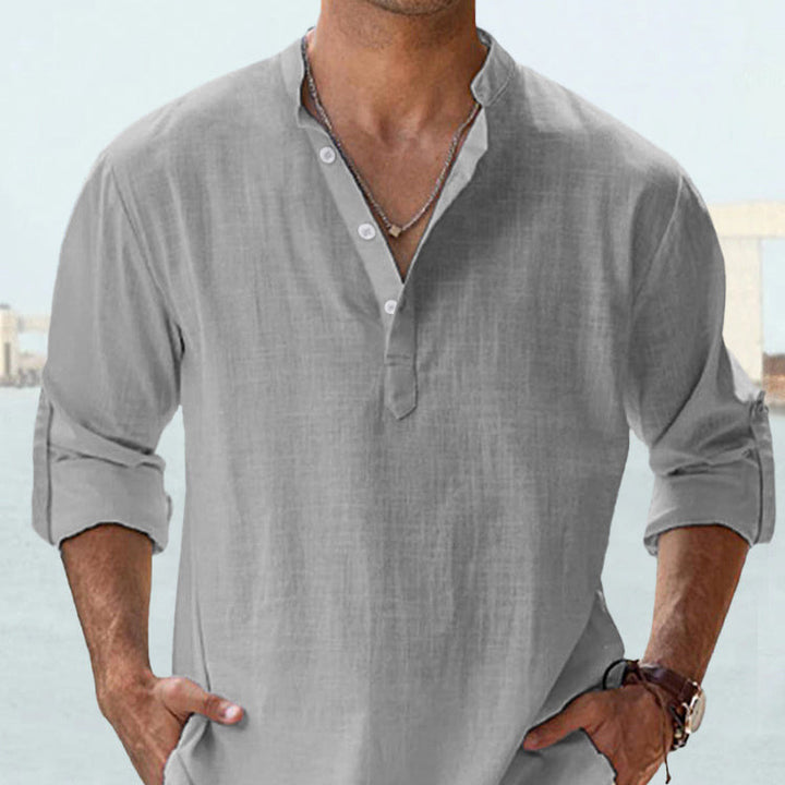 Men's half-sleeve shirt with Henley neckline and casual fit Lisslune