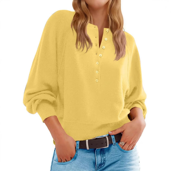 Women's casual sweater with button placket and loose fit Lisslune