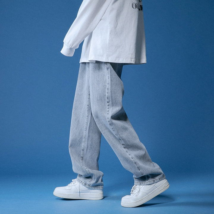 Men's loose vintage-style high-waisted denim jeans Lisslune