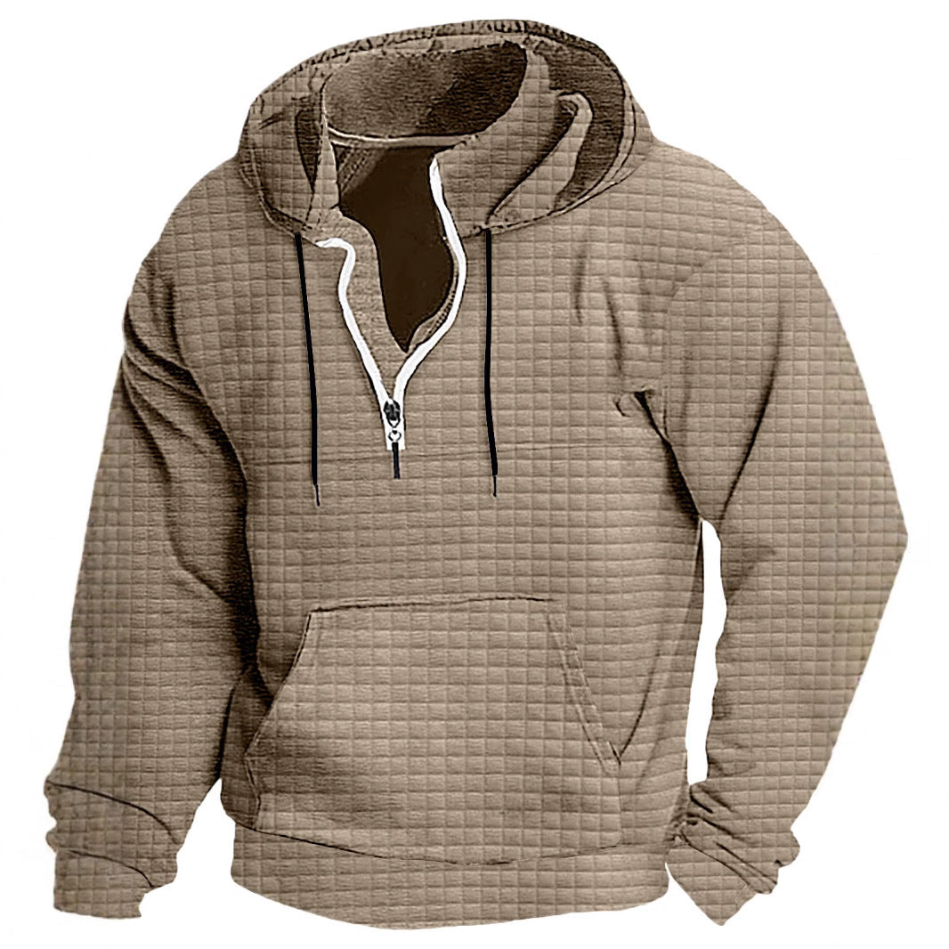 Men's hooded sweatshirt with textured design and practical zipper Lisslune