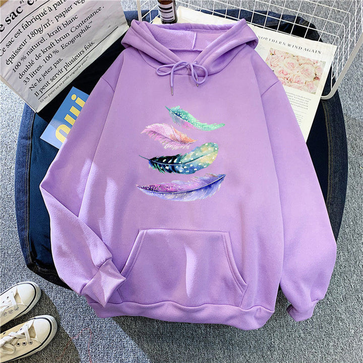 Women's hoodie with artistic feather motif Lisslune
