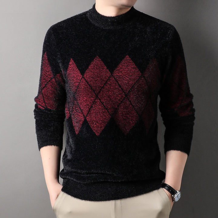 Men's stylish sweater with decorative diamond pattern Lisslune