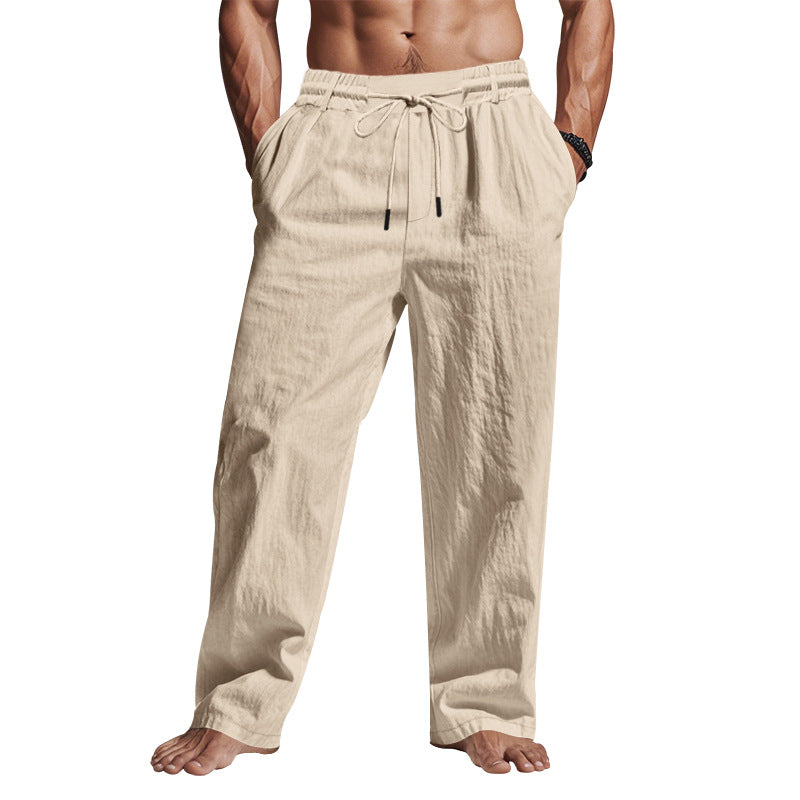 Men's casual beach pants with adjustable drawstring and practical side pockets Lisslune