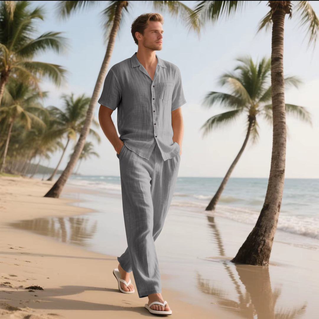 Men's airy summer set with modern shirt and comfortable pants Lisslune