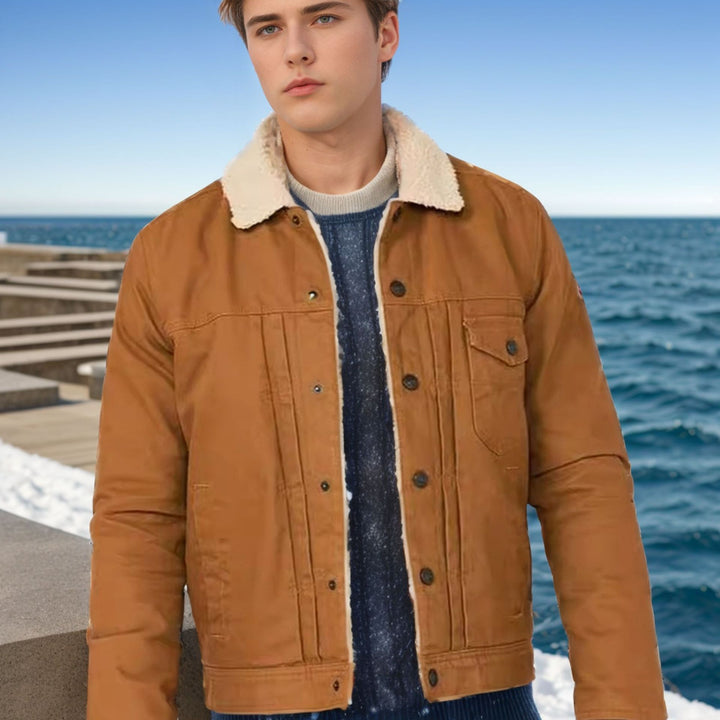 Men's cozy denim jacket with Sherpa lining Lisslune