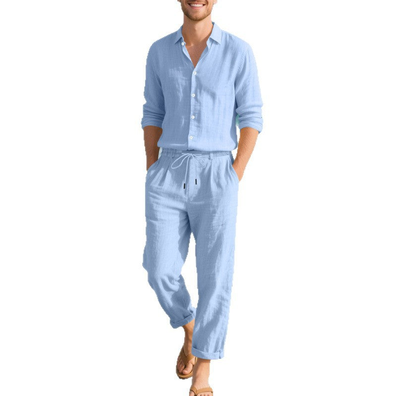 Men's Lightweight Summer Pants with Adjustable Waist and Smooth Woven Pattern Lisslune