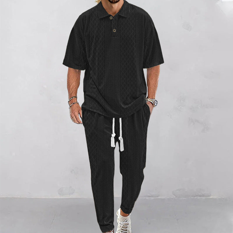 Men's Sporty Leisure Set with Structured Surface Lisslune