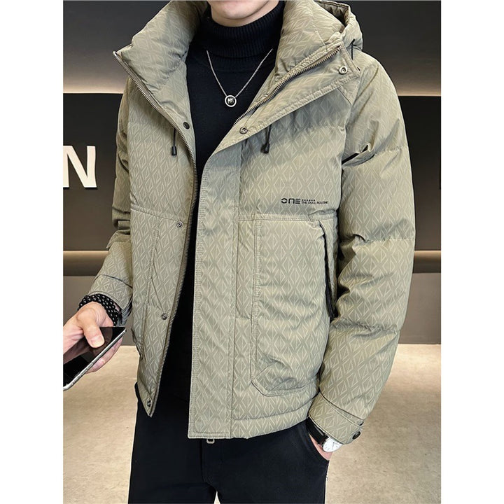 Men's Insulated Quilted Jacket with Hood and Practical Pockets Lisslune