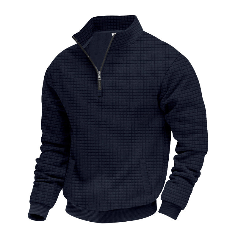 Men's quilted pullover with short zipper and textured design Lisslune