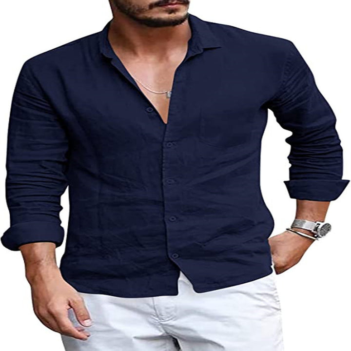 Men's shirt made of high-quality linen with a stylish collar and casual fit Lisslune