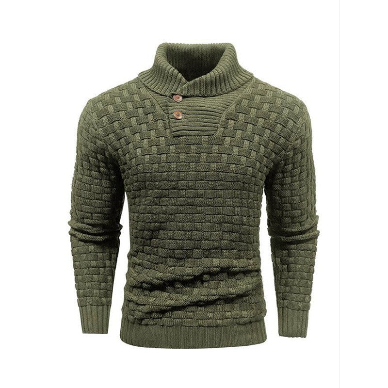 Men's knitted sweater with textured pattern and modern stand-up collar Lisslune