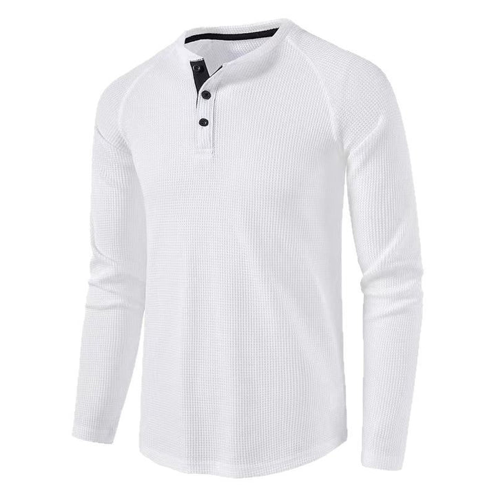 Men's long-sleeve shirt in modern waffle knit with button placket Lisslune