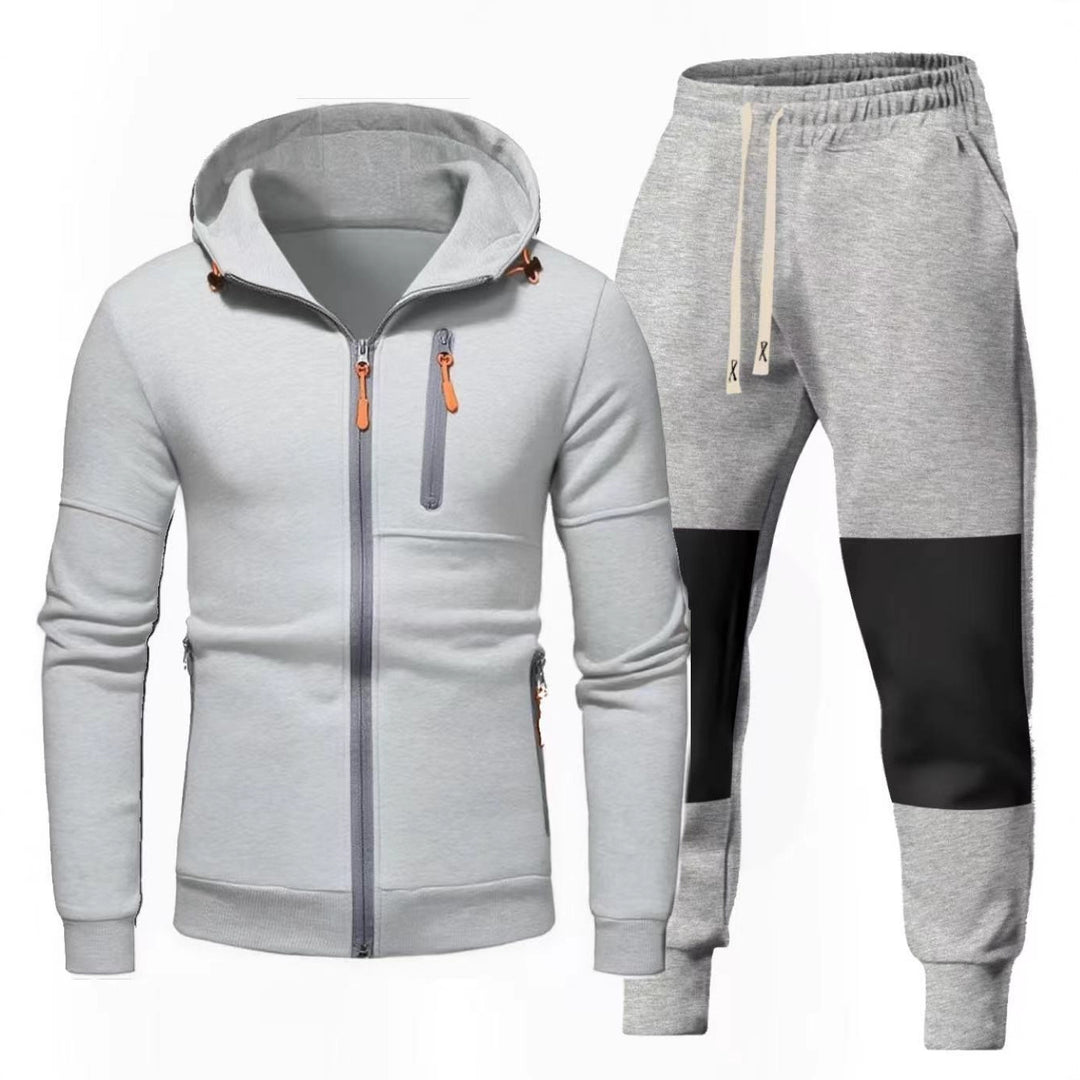 Men's Sports Hoodie and Jogging Pants Set with Functional Zipper Pockets Lisslune