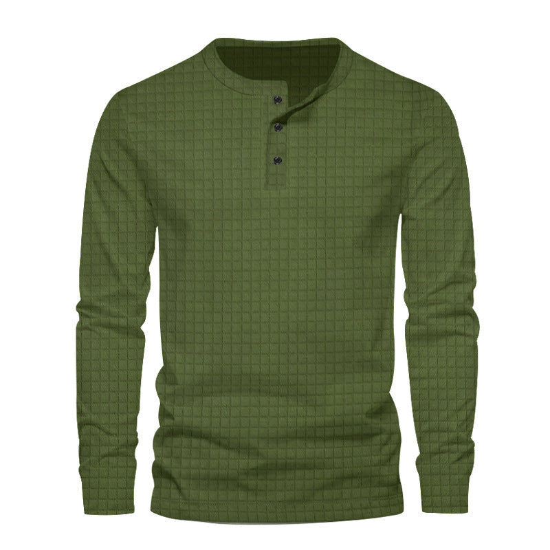 Men's long sleeve shirt with textured fabric and button placket Lisslune