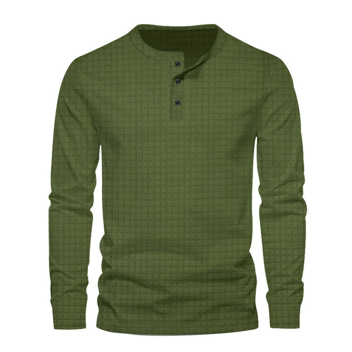 Men's long sleeve shirt with textured fabric and button placket Lisslune
