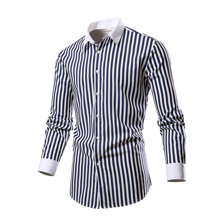 Men's long-sleeve shirt with a stylish striped pattern Lisslune