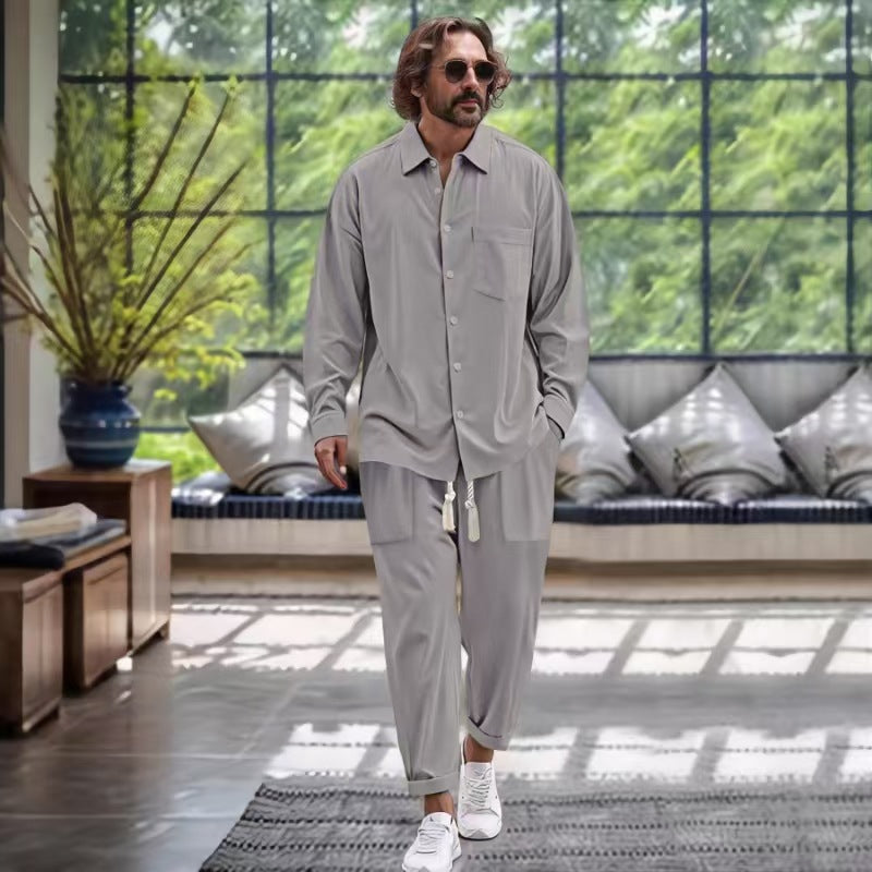 Men's casual leisure set with high-quality satin surface Lisslune
