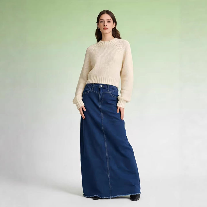 Women's maxi skirt in modern cut with fringed details Lisslune