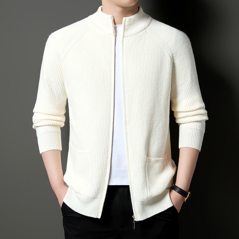 Men's Lightweight Cardigan with Textured Zipper and Practical Pockets Lisslune