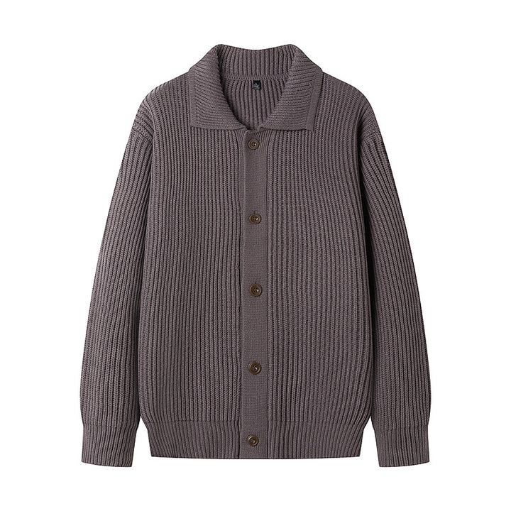 Men's Cardigan with Comfortable Button Placket and Modern Rib Design Lisslune