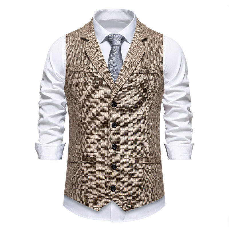 Men's suit vest in elegant herringbone pattern with practical pockets Lisslune