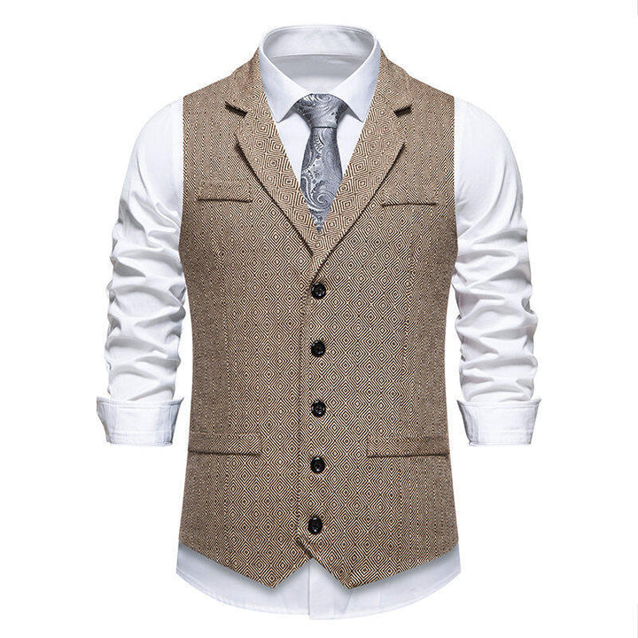 Men's suit vest in elegant herringbone pattern with practical pockets Lisslune