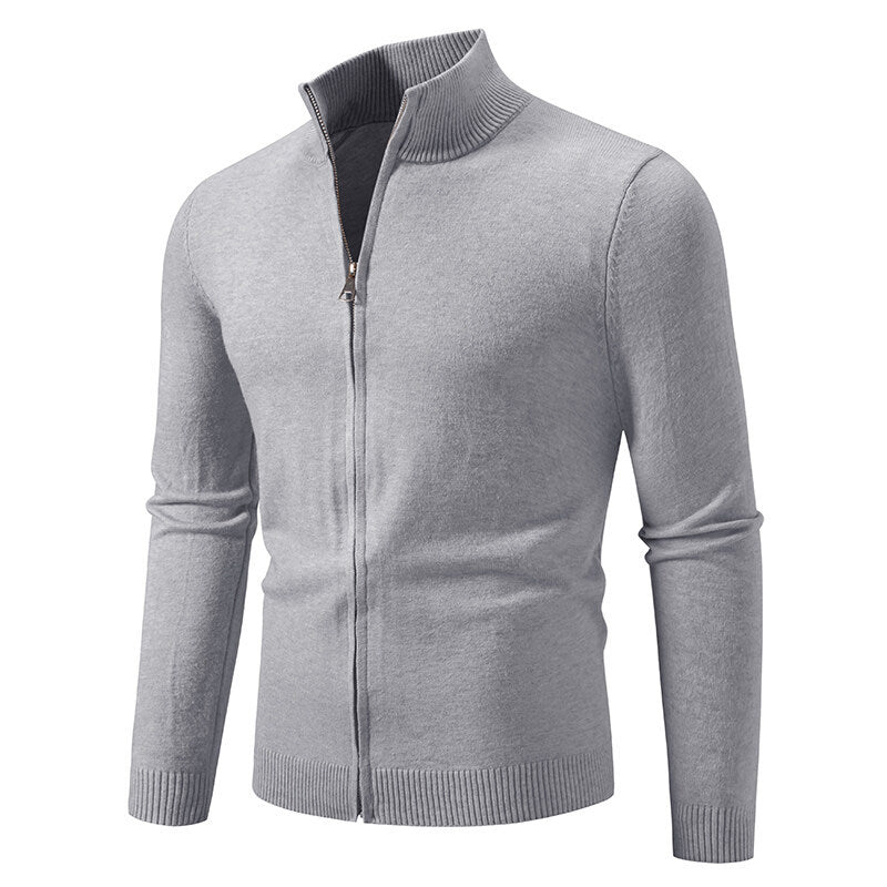 Men's cardigan with high collar and practical zipper Lisslune