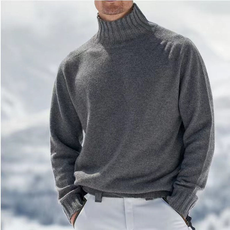 Men's turtleneck sweater made of high-quality wool with textured details Lisslune