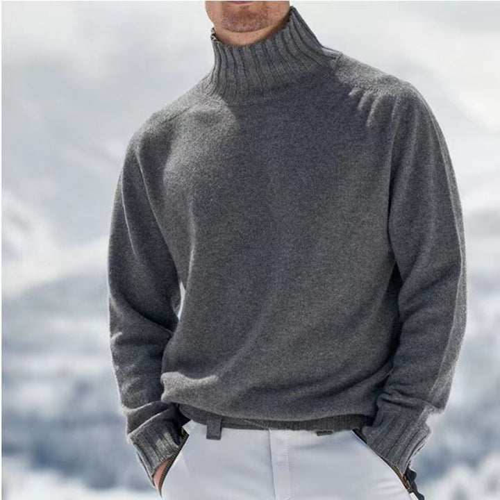 Men's turtleneck sweater made of high-quality wool with textured details Lisslune