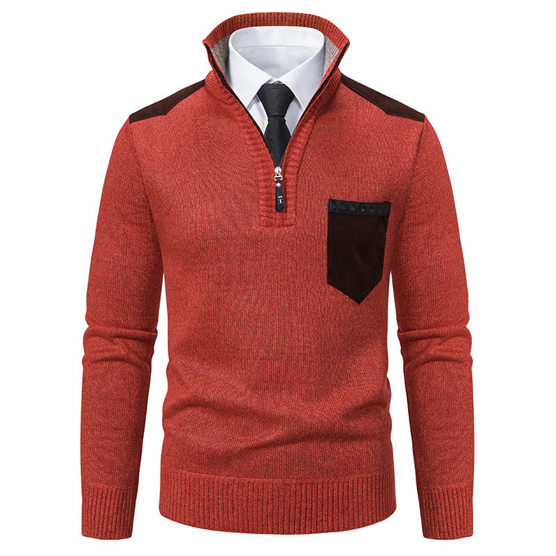 Men's elegant pullover with half-high collar and fine contrast details Lisslune