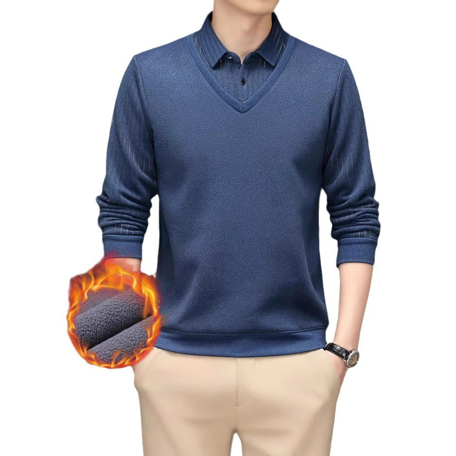 Men's V-Neck Sweater with Textured Design Lisslune