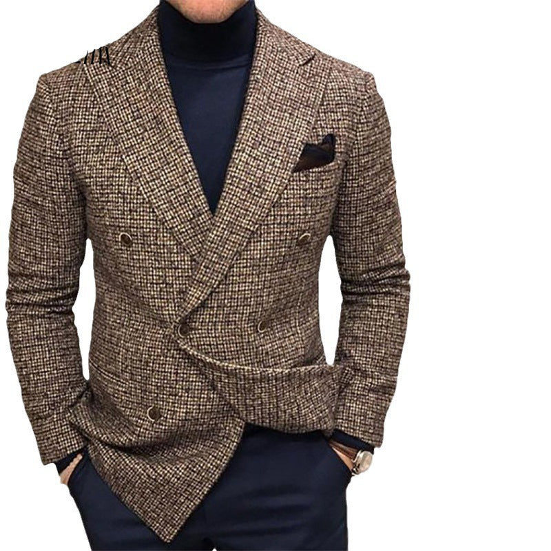 Men's elegant, checked double-breasted blazer Lisslune