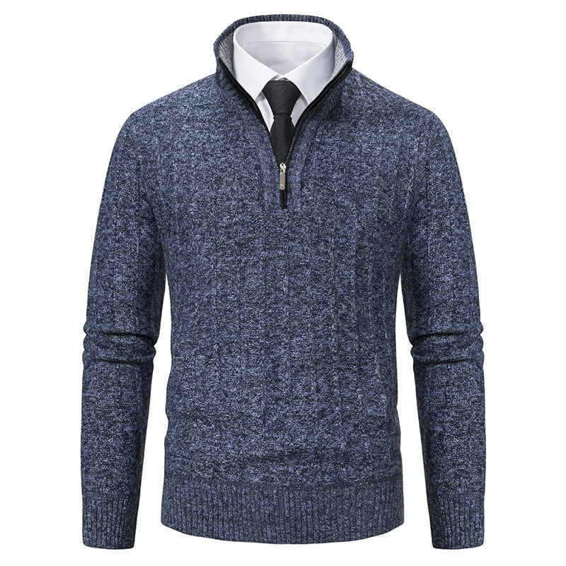 Men's stylish knitted sweater with zipper and high collar Lisslune