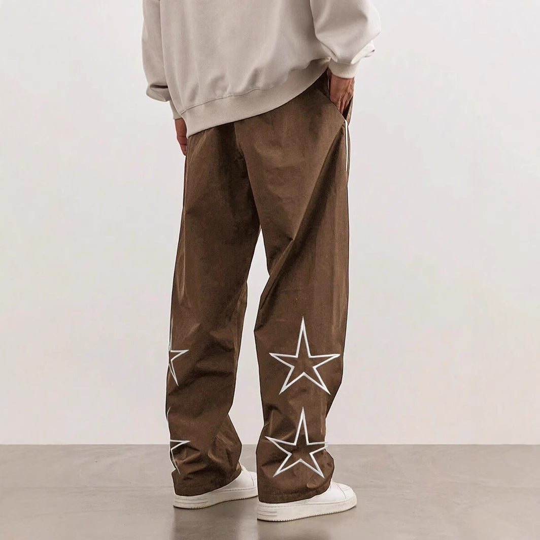 Men's Loose Cargo Pants with Stylish Star Appliqués Lisslune