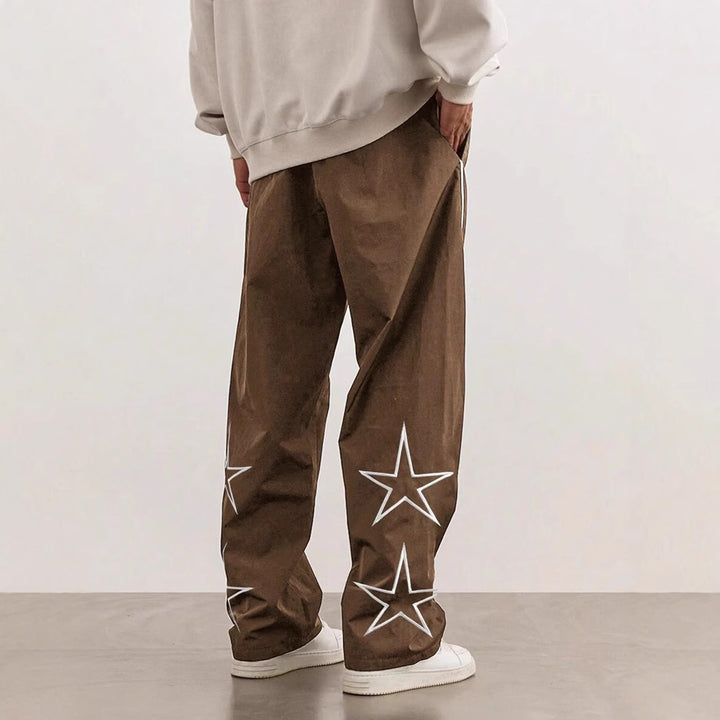 Men's Loose Cargo Pants with Stylish Star Appliqués Lisslune