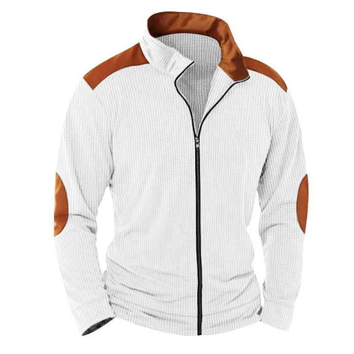 Men's quilted jacket with high collar and leather applications Lisslune