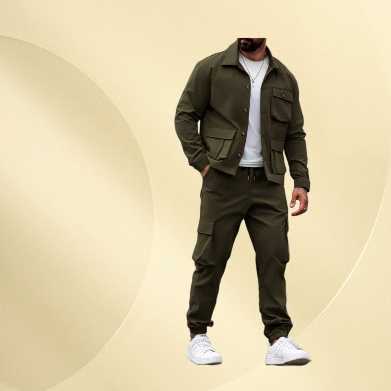 Men's Cargo Set with Versatile Pockets and Casual Design Lisslune