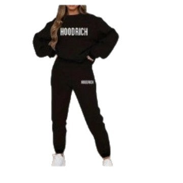 Women's casual set of sweater and joggers with sporty lettering Lisslune